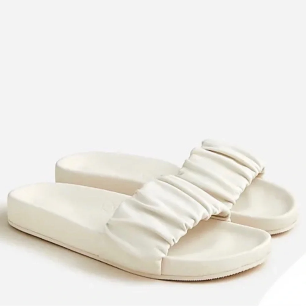 J. Crew Pacific Scrunchie Strap‎ Leather Slides White 9.5